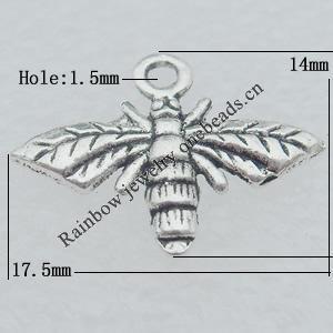 Pendant Lead-free Zinc Alloy Jewelry Findings, 14x17.5mm Hole:1.5mm Sold by Bag
