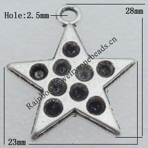 Pendant Lead-free Zinc Alloy Jewelry Findings, Star 28x23mm Hole:2.5mm Sold by Bag