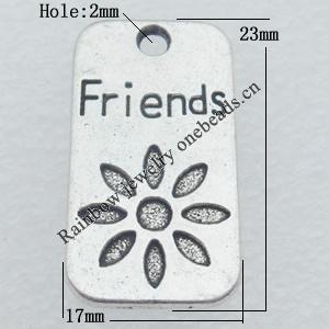 Pendant Lead-free Zinc Alloy Jewelry Findings, 23x17mm Hole:2mm Sold by Bag