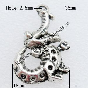Pendant Lead-free Zinc Alloy Jewelry Findings, 35x18mm Hole:2.5mm Sold by Bag