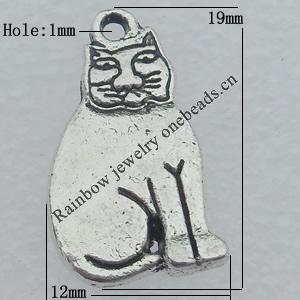Pendant Lead-free Zinc Alloy Jewelry Findings, Cat 19x12mm Hole:1mm Sold by Bag