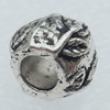 European Style Beads Lead-free  Zinc Alloy Jewelry Findings,Drum 11x8mm,Hole:5mm Sold by Bag