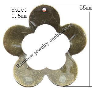 Iron Jewelry finding Pendant Lead-free, Flower 35mm Hole:1.5mm, Sold by Bag