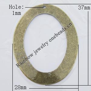Iron Jewelry finding Pendant Lead-free, Oval 28x37mm Hole:1mm, Sold by Bag