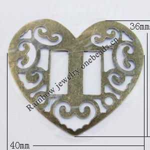 Iron Jewelry finding Pendant Lead-free, Heart 40x36mm, Sold by Bag