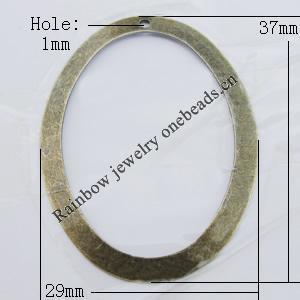 Iron Jewelry finding Pendant Lead-free, Oval 29x37mm Hole:1mm, Sold by Bag