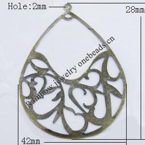 Iron Jewelry finding Pendant Lead-free, Teardrop 42x58mm Hole:2mm, Sold by Bag