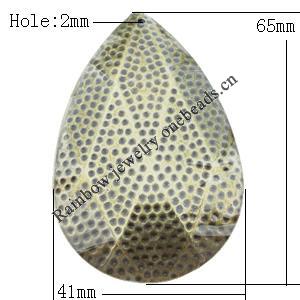 Iron Jewelry finding Pendant Lead-free, Teardrop 65x41mm Hole:2mm, Sold by Bag