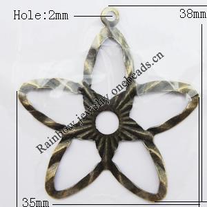 Iron Jewelry finding Pendant Lead-free, Flower 35x38mm Hole:2mm, Sold by Bag