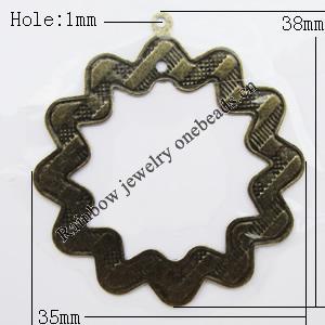 Iron Jewelry finding Pendant Lead-free, Flower 35x38mm Hole:1mm, Sold by Bag