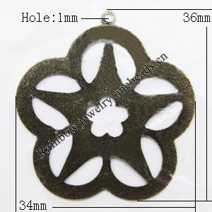 Iron Jewelry finding Pendant Lead-free, Flower 36x34mm Hole:1mm, Sold by Bag