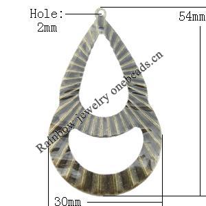 Iron Jewelry finding Pendant Lead-free, Calabash 54x30mm Hole:2mm, Sold by Bag
