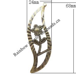 Iron Jewelry finding Pendant Lead-free, 68x24mm Hole:2mm, Sold by Bag