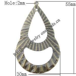 Iron Jewelry finding Pendant Lead-free, Calabash 30x55mm Hole:2mm, Sold by Bag