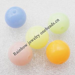 Imitate Jade Painted Acrylic Beads Mix color, Round 14mm, Sold by Bag