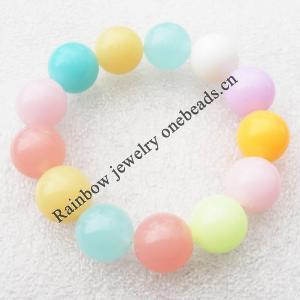 Acrylic Bracelets with Imitate Jade Acrylic Beads, 7.8 inch 16mm, Sold by Group