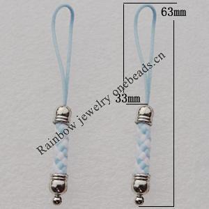 63mm Mobile Telephone or Key Chain Jewelry Cord with Copper cap, Sold by Bag
