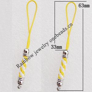 63mm Mobile Telephone or Key Chain Jewelry Cord with Copper cap, Sold by Bag