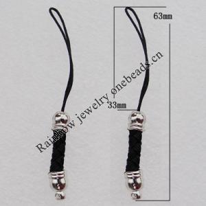 63mm Mobile Telephone or Key Chain Jewelry Cord with Copper cap, Sold by Bag