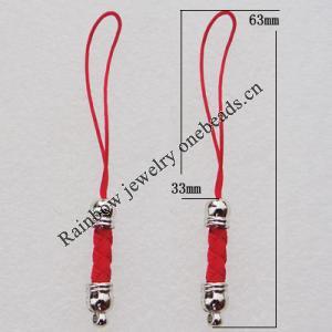 63mm Mobile Telephone or Key Chain Jewelry Cord with Copper cap, Sold by Bag