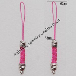 63mm Mobile Telephone or Key Chain Jewelry Cord with Copper cap, Sold by Bag