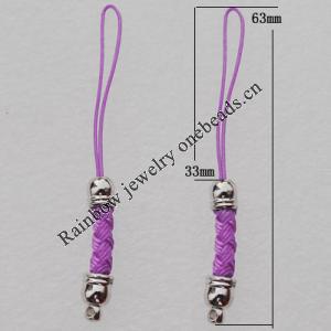 63mm Mobile Telephone or Key Chain Jewelry Cord with Copper cap, Sold by Bag