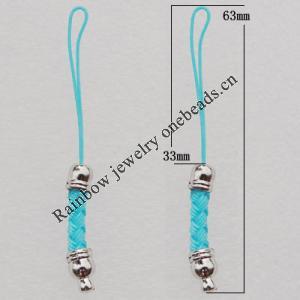 63mm Mobile Telephone or Key Chain Jewelry Cord with Copper cap, Sold by Bag