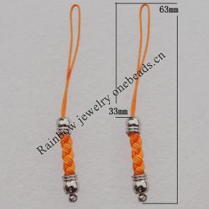 63mm Mobile Telephone or Key Chain Jewelry Cord with Copper cap, Sold by Bag