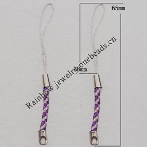 65mm Mobile Telephone or Key Chain Jewelry Cord with Iron cap, Sold by Bag