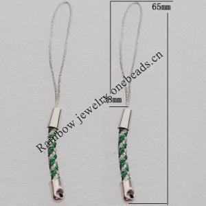 65mm Mobile Telephone or Key Chain Jewelry Cord with Iron cap, Sold by Bag