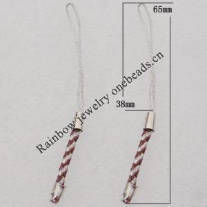 65mm Mobile Telephone or Key Chain Jewelry Cord with Iron cap, Sold by Bag