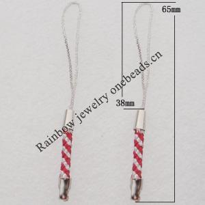 65mm Mobile Telephone or Key Chain Jewelry Cord with Iron cap, Sold by Bag