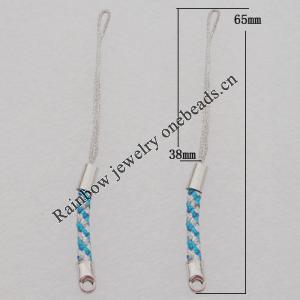 65mm Mobile Telephone or Key Chain Jewelry Cord with Iron cap, Sold by Bag