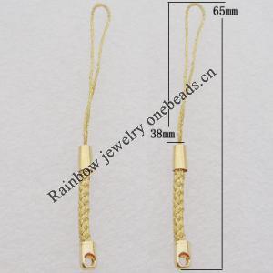 65mm Mobile Telephone or Key Chain Jewelry Cord with Iron cap, Sold by Bag