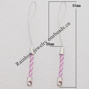 65mm Mobile Telephone or Key Chain Jewelry Cord with Iron cap, Sold by Bag