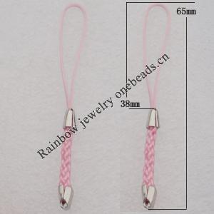 65mm Mobile Telephone or Key Chain Jewelry Cord with Iron cap, Sold by Bag