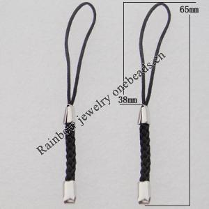 65mm Mobile Telephone or Key Chain Jewelry Cord with Iron cap, Sold by Bag