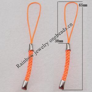 65mm Mobile Telephone or Key Chain Jewelry Cord with Iron cap, Sold by Bag