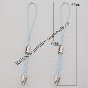 65mm Mobile Telephone or Key Chain Jewelry Cord with Iron cap, Sold by Bag