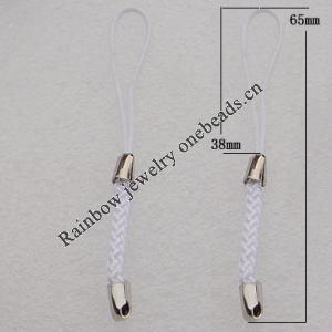 65mm Mobile Telephone or Key Chain Jewelry Cord with Iron cap, Sold by Bag