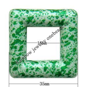 Spray-Painted Acrylic Beads, Hollow Square O:35mm  I:16mm hole:2mm Sold by Bag