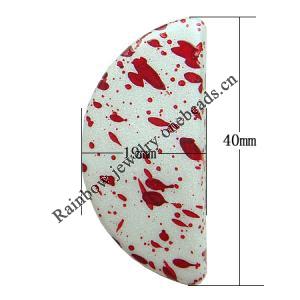 Spray-Painted Acrylic Beads, Semicircle 40x19x5mm hole:2mm Sold by Bag