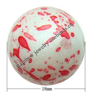 Spray-Painted Acrylic Beads, Round 18mm hole:2mm Sold by Bag