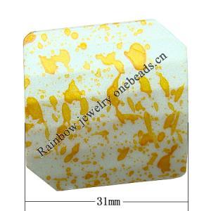 Spray-Painted Acrylic Beads, Square 31x31x8mm hole:2mm Sold by Bag