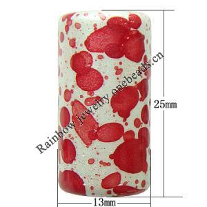 Spray-Painted Acrylic Beads, Cylindrical 25x13mm hole:2mm Sold by Bag