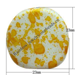 Spray-Painted Acrylic Beads, Flat Round 23x23x6mm hole:1mm Sold by Bag
