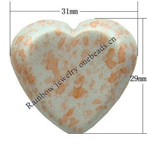 Spray-Painted Acrylic Beads, Heart 31x29x7mm hole:2mm Sold by Bag