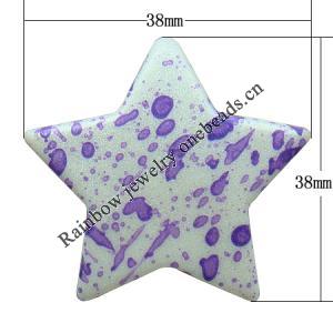 Spray-Painted Acrylic Beads, Star 38x38x6mm hole:2mm Sold by Bag