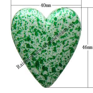 Spray-Painted Acrylic Beads, Heart 46x40x10mm hole:2mm Sold by Bag