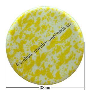 Spray-Painted Acrylic Beads, Flat Round 38x38x5mm hole:2mm Sold by Bag